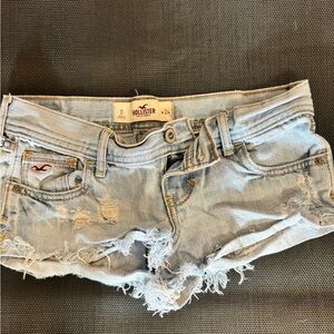 Hollister Women's Distressed Light Blue Jean Shorts